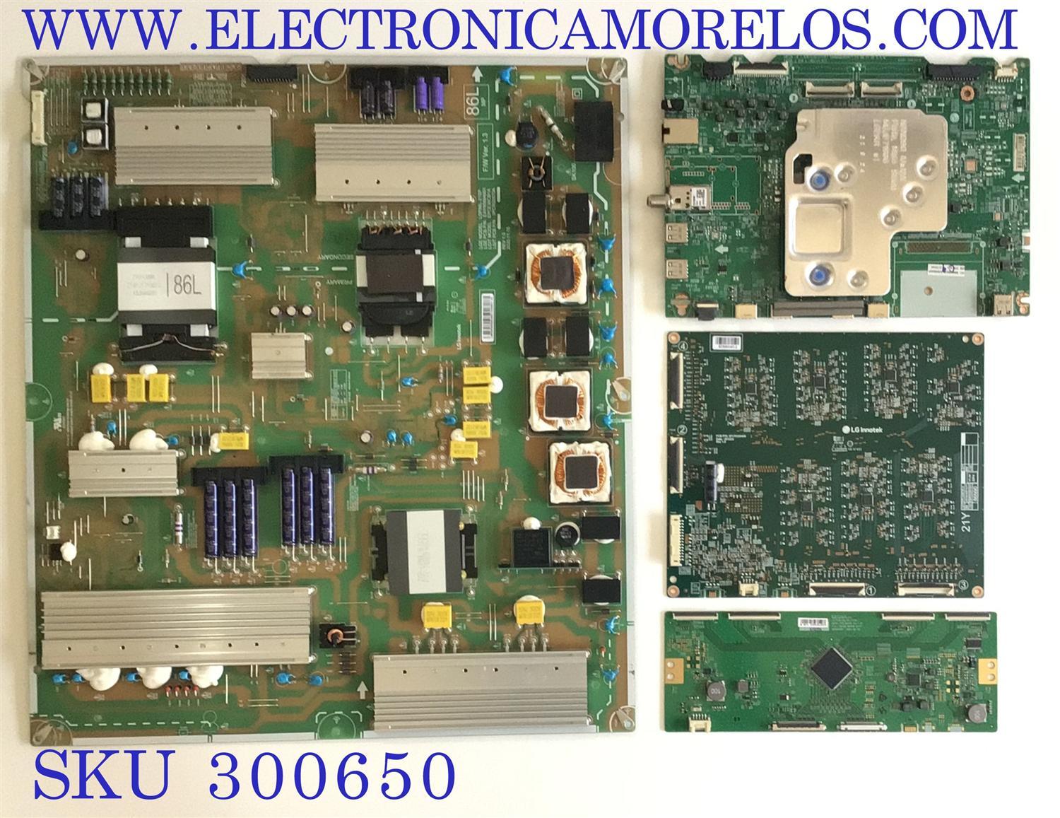 KIT DE TARJETAS PARA TV LG / MAIN EBT66666601 / EAX69462005 / FUENTE EAY65894901 / LGP86L-21SP / T-CON 6871L-6102D / 6870C-0834B / 6102D / LED DRIVER EBR32281501 / 3PCR02846B / JAC04-0261A-P1 / PANEL NC860DQD-AAKH1  / DISPLAY LC860DQR(SP)(A1) / MODELO 86NANO90UPA.BUSYLKR
